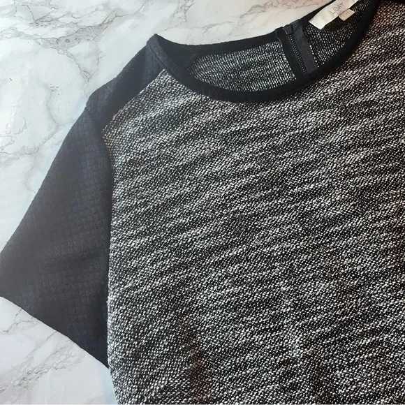 LOFT | Dresses | Loft Black Tweed Short Sleeve Fit Flare Dress | Poshmark